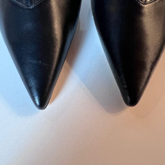 Tamara Mellon Forever Strappy Sling Black Leather Pointed Toe Heels Sz 37 (6.5) - Picture 5 of 6
